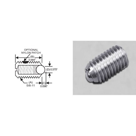 S & W MANUFACTURING Ball Plunger, 303SS, 5/8-11" Thread SSW10-10B